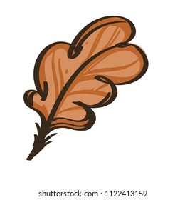 Autumn oak leaf in hand drawn, doodle style. Decorative plant element for greeting cards, invitations and much more. Vector illustration isolated on white background.