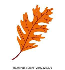 Autumn Oak Leaf. Hand drawn trendy flat style isolated. autumn leaf, golden season. Vector illustration