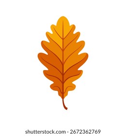 Hoja de roble del otoño aislada en el fondo blanco. Ilustración plana de dibujos animados de Vector.