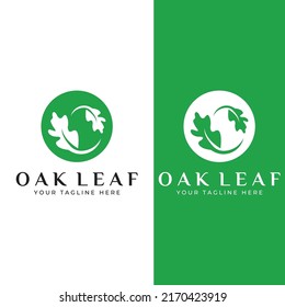 Autumn oak leaf logo and oak tree logo. With editing vector illustration.