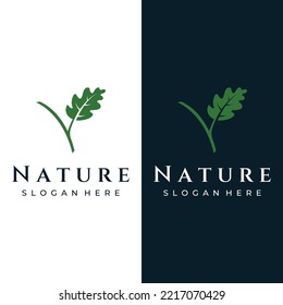 Autumn oak leaf logo and oak tree logo. With editing vector illustration.