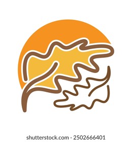 Autumn oak leaf logo and oak tree logo. With editing vector illustration.