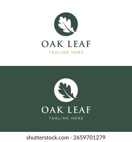 Logotipo de la hoja de roble del otoño y logotipo del árbol de roble. Con una edición fácil y sencilla de la Ilustración vectorial.