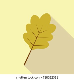 Autumn oak leaf long shadow vector illustration