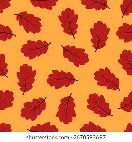 Patrón de fondo sin fisuras de hojas de roble de otoño