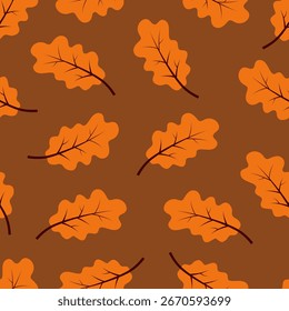 Patrón de fondo sin fisuras de hojas de roble de otoño