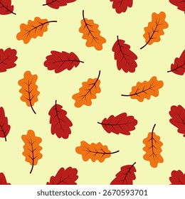 Patrón de fondo sin fisuras de hojas de roble de otoño
