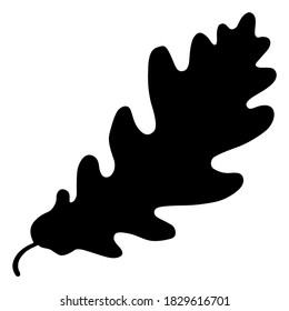 
Autumn oak leaf silhouette  isolated on white background. Vector illustration of foliage in black and white.