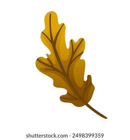 Herbst Eichenblatt, Vektorsymbol, Cartoon-Blätter, braunes trockenes Blatt eines Baumes, Designelement, isoliertes Naturobjekt auf weißem Hintergrund, Zeichen oder Symbol. Line Art Sheet