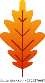 autumn oak leaf vector illustration. Simple fall season oak leaf icon with gradient color. Autumn graphic resource for icon, sign, symbol or decoration. Fall season leaf icon for design cozy and hygge