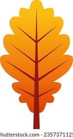 autumn oak leaf vector illustration. Simple fall season oak leaf icon with gradient color. Autumn graphic resource for icon, sign, symbol or decoration. Fall season leaf icon for design cozy and hygge