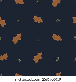 Autumn Oak Leaves Pattern Vector