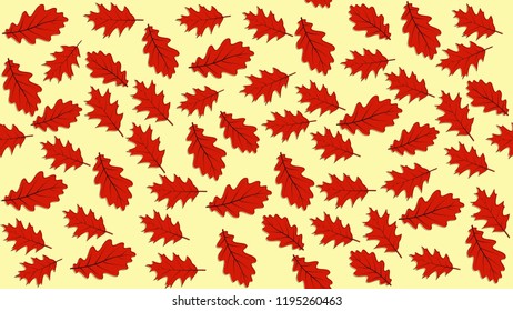 Autumn oak red leaves seamless pattern vector background