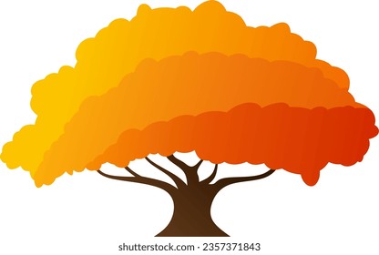 Autumn oak tree vector illustration. Oak tree design in the fall season. Autumn graphic resource for icon, sign, symbol or decoration. Fall season tree for forest, plant, park and environment