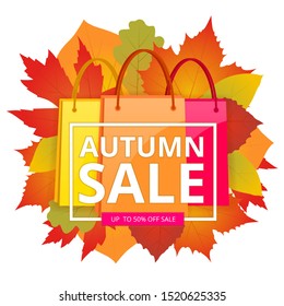 Autumn Offer Discount Template Elements Banner. Big Autumn Sale. Fall Time Sale Design.