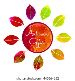  Autumn offer -   vector   watercolor  foliage  template
