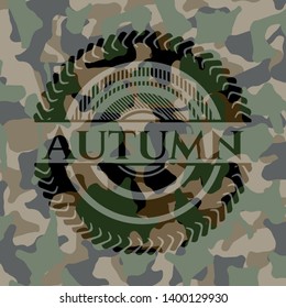 Autumn on camouflaged texture. Vector Illustration. Detailed.
