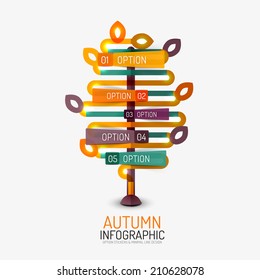 Autumn option banner, infographic minimal design made from line and stickers with options
