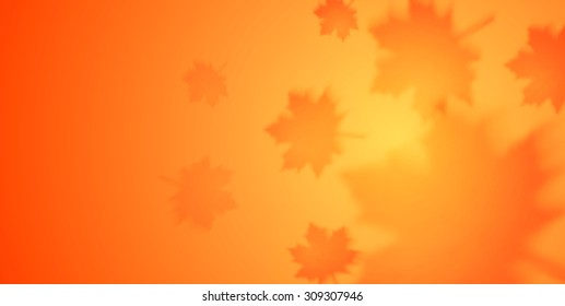 Herbstorangefarbener Banner mit unscharfen Ahornblättern. Vektorhintergrund