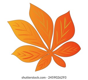 Autumn orange chestnut leaf in flat design. Bright fall herbarium foliage. Vector illustration isolated. svg