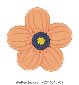 Vector plano de flor de naranja otoñal. Dibujo de elemento floral otoñal. Otoño o otoño, concepto de decoración