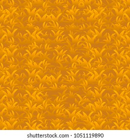 autumn orange grass seamless pattern, vector background