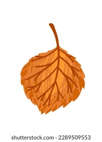 Ilustración vectorial de hoja naranja otoñal aislada en fondo blanco