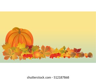 Autumn orange leaves. Seasonal vector abstract background