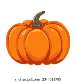 Herbstorange Kürbis im Cartoon-Stil. Design-Element zu Halloween, Thanksgiving, Erntefest. Speisen Sie Gemüse. Vektorgrafik.