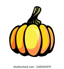 Autumn orange pumpkin for halloween doodle.