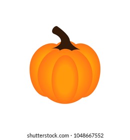 Autumn Orange pumpkin vector illustration.  Halloween pumpkin, vegetable graphic icon or print, border design template for banners and thanksgiving day backgrounds isolated on white background.
