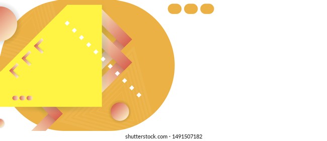 Autumn orange simple geometric abstract banner vector design. Bright color creative 3d universe with lines, dots, gradients