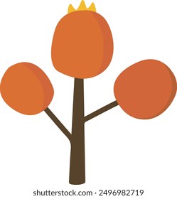 Autumn Orange Tree with Crown