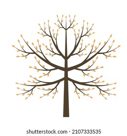 Ilustración vectorial del árbol de naranja otoñal para el diseño