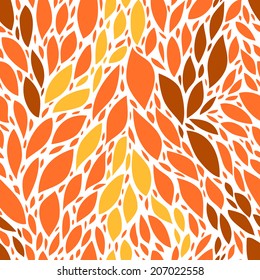 Autumn orange and yellow leaves seamless pattern, vector