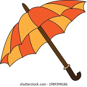 Autumn orange-yellow umbrella. Vector flat illustration