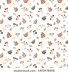Autumn organic motif background. Seamless pattern.Vector.