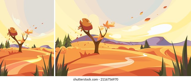 Autumn outdoor scene. Nature landscape in different formats.