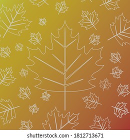 Autumn outline leaves over gradient background