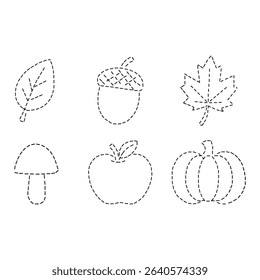 Autumn outlines for tracing - educational set. Vector illustration