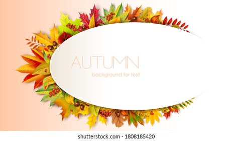 Autumn oval frame for text decorated with foliage