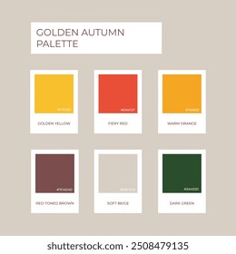 Autumn palette color pick Trend autumn color set for illustrator. Cozy and warm.  Golden autumn palette