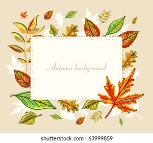 Autumn paper background with leaves