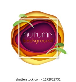 Autumn paper cut abstract background.Vector illustration.