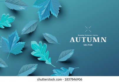 Autumn paper leaf background design layout. Fall season Vector illustration