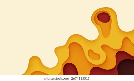 Autumn papercut abstract background vector illustration with orange design