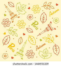 Autumn in Paris Vector Illustration Design