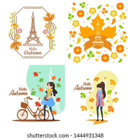 Autumn in Paris Vector Illustration Design