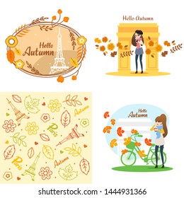 Autumn in Paris Vector Illustration Design