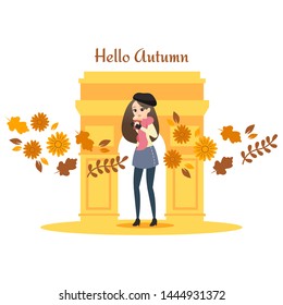 Autumn in Paris Vector Illustration Design